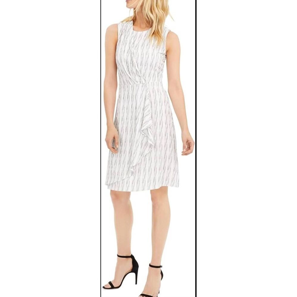 Calvin Klein Vertical Striped Sleeveless Wrap Dress Sz 12 Summer Dress